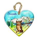 Drevené srdiečko – Slovensko – sova a Tatry v pozadí