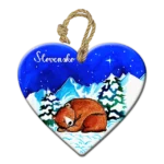 Závesné srdce - Slovensko – zimný motív spiaceho medveďa