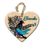 Drevené srdiečko – Slovensko – straka a sojka na vetvičkách