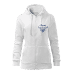 Dámska mikina s kapucňou a zipsom Slovensko biela
