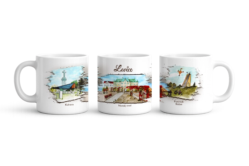 105 SVK 1029 Levice Presso šálka – Levice – kresby mesta a jeho príbehov – Obrázok 1
