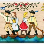 Drevená magnetka – Terchová – plť a folklór